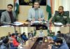 DC Mohammad Alyas Khan chairing a meeting to review and further strengthen the anti-drug measures in Ramban district.