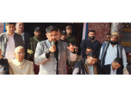 Minister Satish Sharma during grievances redressal camp on Sunday.