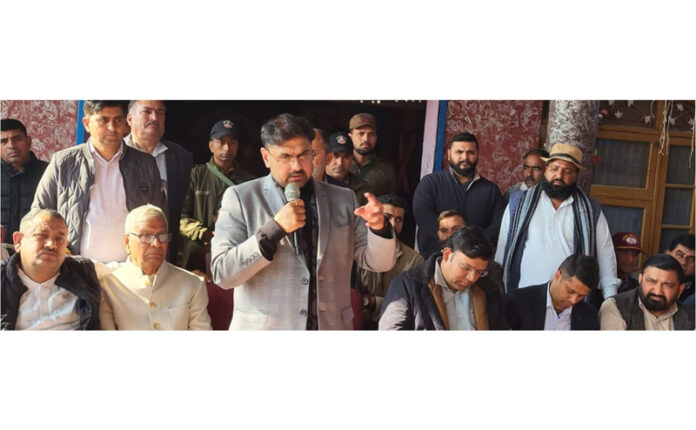 Minister Satish Sharma during grievances redressal camp on Sunday.