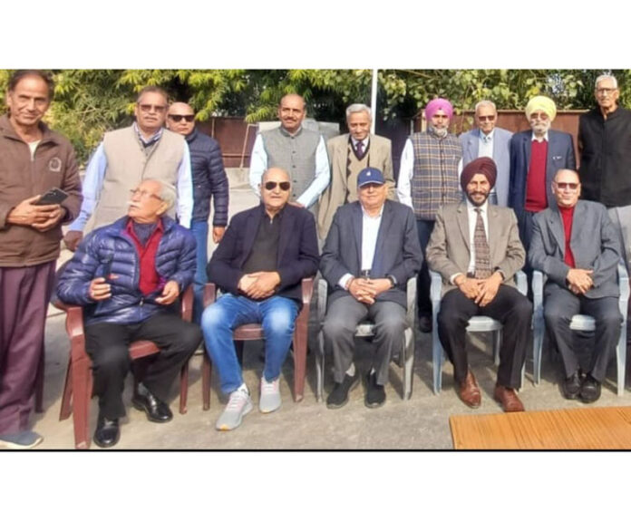 Retired police personnel during their monthly meeting in Jammu on Sunday. Retired police personnel during their monthly meeting in Jammu on Sunday.