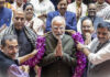 NDA MPs Felicitate PM Modi For Big Victory In Bihar