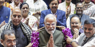 NDA MPs Felicitate PM Modi For Big Victory In Bihar