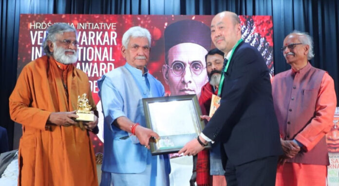 LG Manoj Sinha at a function in New Delhi on Wednesday.