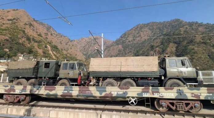 Train carrying Army supplies to the Kashmir valley.