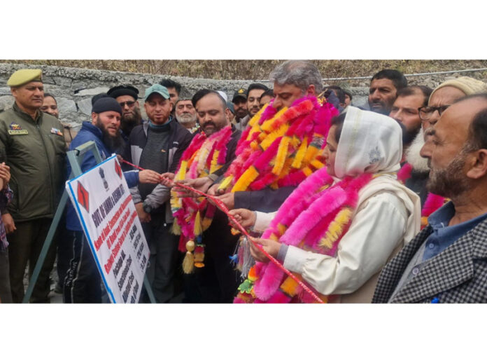 MLA Banihal, Sajjad Shaheen inaugurating two major road projects in Khari Block. MLA Banihal, Sajjad Shaheen inaugurating two major road projects in Khari Block.