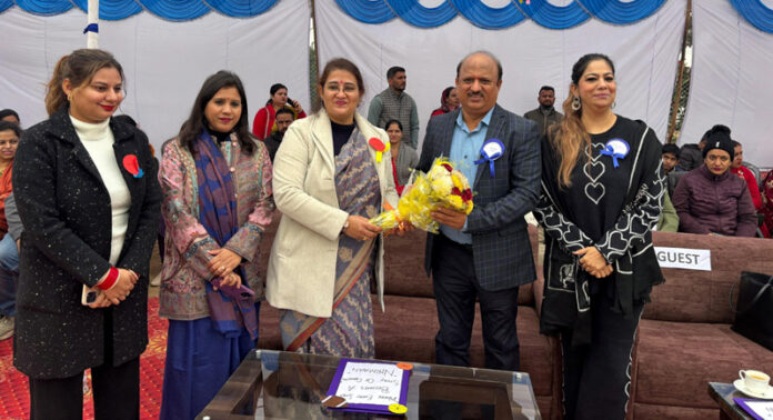 School management presenting bauquet to chief guest during a programme on Saturday.