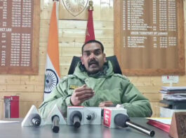 SSP Leh, Shree Ram R addressing media persons on Tuesday.