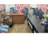 DyCM, Surinder Choudhary interacting with party functionaries during Public Darbar at NC office in Jammu on Saturday.