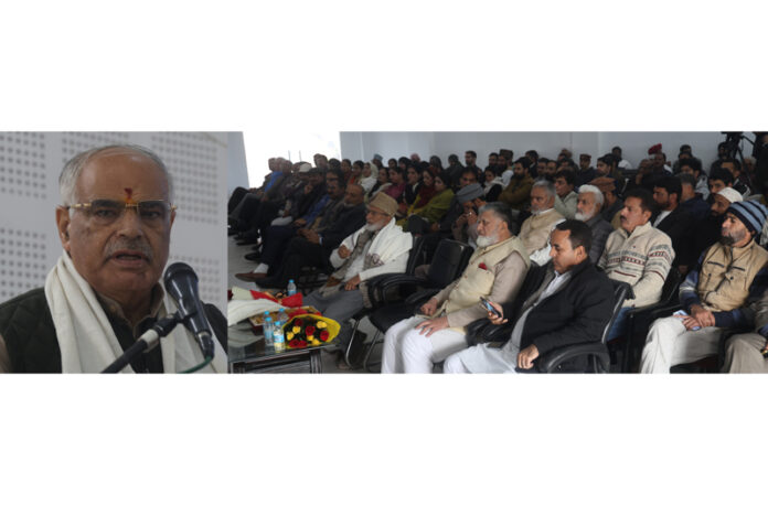 BJP general secretary (Org) Ashok Koul addressing a function in connection with the release of documentary of Abdul Ghani Kohli, former Minister and educationist at Jammu on Wednesday. -Excelsior/Rakesh BJP general secretary (Org) Ashok Koul addressing a function in connection with the release of documentary of Abdul Ghani Kohli, former Minister and educationist at Jammu on Wednesday. -Excelsior/Rakesh