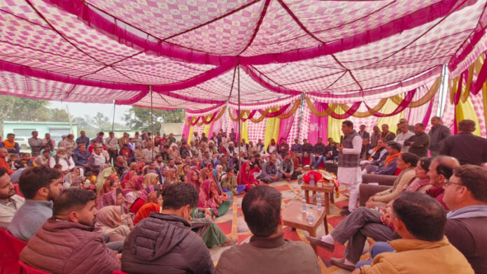 MLA Jasrota Rajiv Jasrotia addressing a Janata Darbar at Boura village of his constituency on Saturday. MLA Jasrota Rajiv Jasrotia addressing a Janata Darbar at Boura village of his constituency on Saturday.