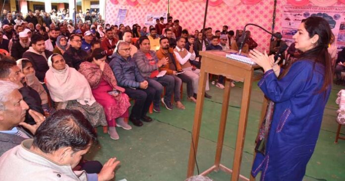 DC Udhampur Saloni Rai conducting a Public Outreach Programme on Wednesday.