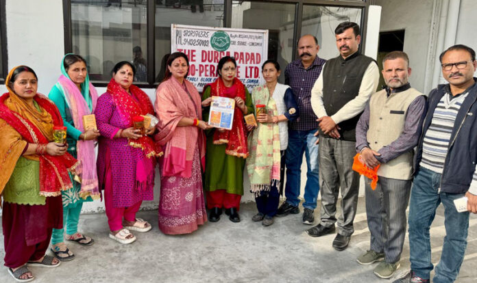 BJP vice president, Rekha Mahajan honouring women entrepreneurs at Bari Brahmana on Friday  