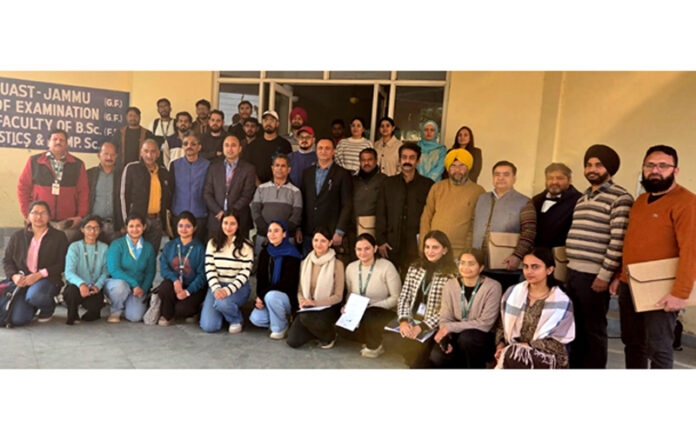 Director Research, SKUAST-J, Dr S K Gupta posing along with others during a function at SKUAST-Jammu.