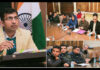 Div Comm Anshul Garg chairing a meeting to review the regulation of vehicular movement on the Srinagar–Sonmarg–Gumri (SSG) road.