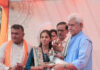 LG Manoj Sinha during a function at Vadodara, Gujarat on Monday.