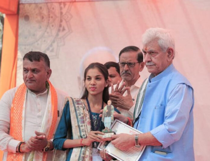 LG Manoj Sinha during a function at Vadodara, Gujarat on Monday.