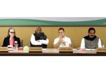 Senior Congress leaders at the CWC meeting in New Delhi on Saturday.