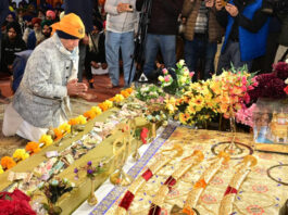 LG Manoj Sinha pays tribute to Sahibzades at Jammu on Friday.