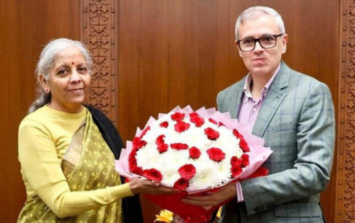 CM Omar Abdullah meeting FM Nirmala Sitharaman in New Delhi on Saturday.