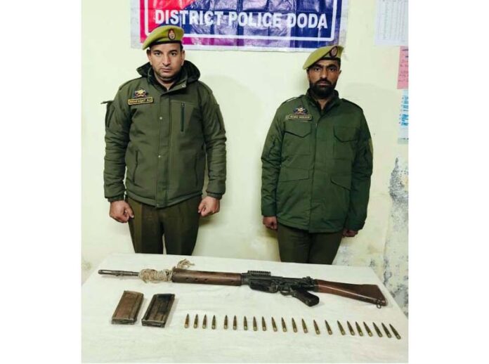 Rifle and ammunition recovered from a hideout in Doda. Rifle and ammunition recovered from a hideout in Doda.