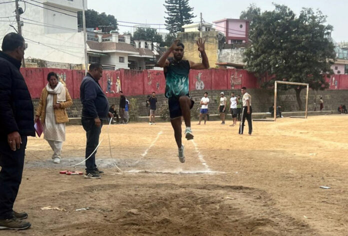 A player in action during an athletic meet.