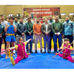 Wushu athletes in action during inaugural event at Jammu.