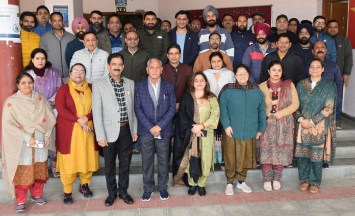 Jia Lal Sharma, Secretary of BYS posing along with others during a function organized at SMVDU.