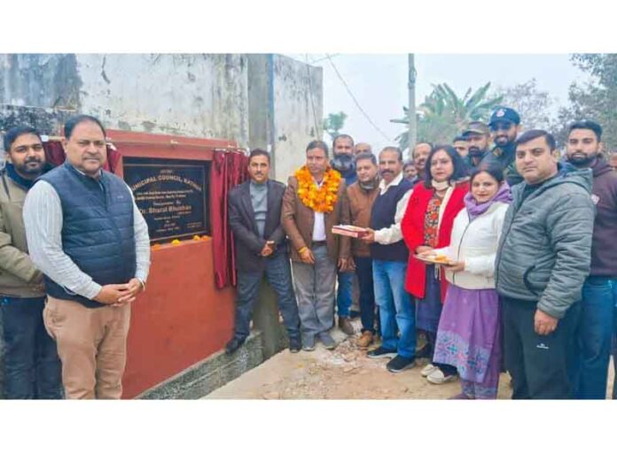 MLA Kathua, Dr Bharat Bhushan inaugurating development works in his constituency on Tuesday.