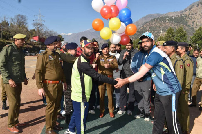 Dignitary releasing balloons during inaugural event at Ramban.