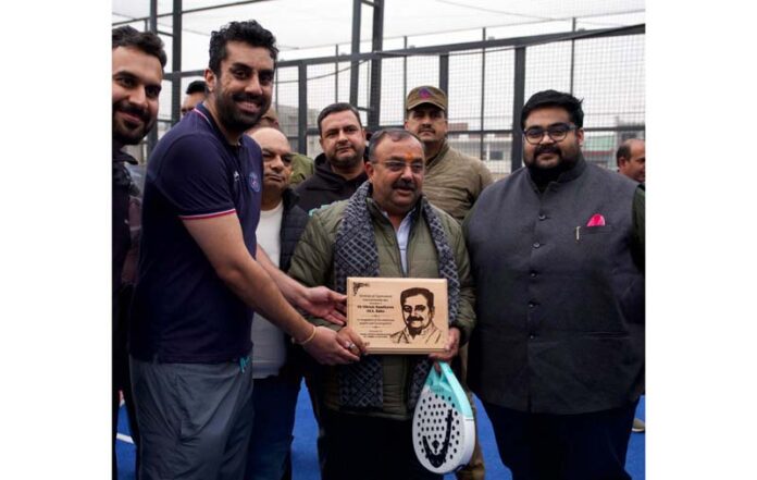MLA Vikram Randhawa with organizers of JK UT PADEL OPEN – Season 1 in Jammu. MLA Vikram Randhawa with organizers of JK UT PADEL OPEN – Season 1 in Jammu.