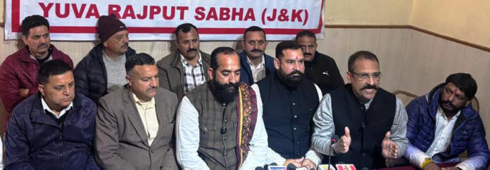 YRS leaders during a press conference at Jammu on Friday.