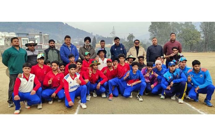 Winners of one of the matches of Inter-District Cricket Tourney posing with guests and match officials. Winners of one of the matches of Inter-District Cricket Tourney posing with guests and match officials.