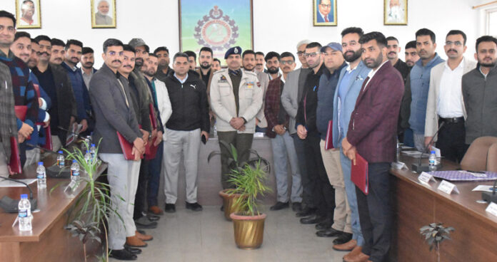 SSP Benam Tosh with trainee officers at SKPA Udhampur.