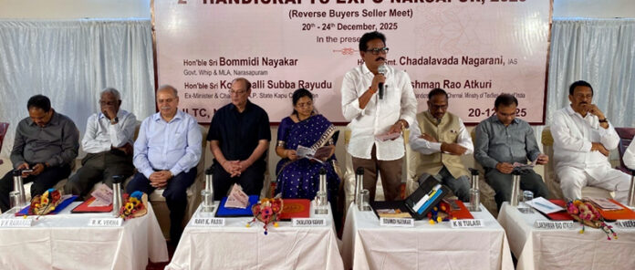 Bommidi Nayakar, MLA, Narsapuram sharing the stage with others during a function on Monday.