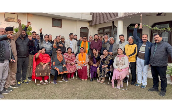 BJP activists and leaders at a party workshop at Kunjwani, Jammu on Tuesday.