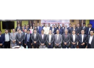 Atul Sobti, DG, SCOPE posing along with the participating students during a function on Thursday.