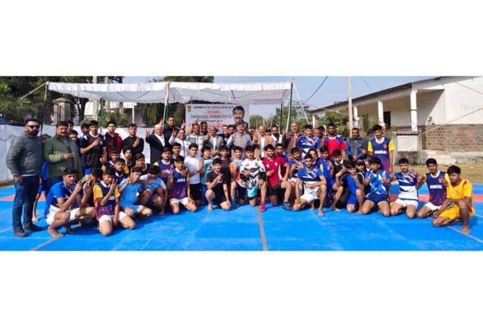 Jugal Kishore Sharma, Member of Parliament, poses with enthusiastic young participants at Saansad Khel Mahotsav 2025. Jugal Kishore Sharma, Member of Parliament, poses with enthusiastic young participants at Saansad Khel Mahotsav 2025.