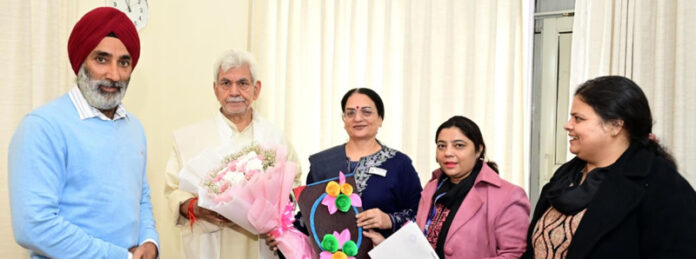 Harpreet Singh chairman Jammu Sanskriti School called on Lieutenant Governor Manoj Sinha at Jammu on Friday.