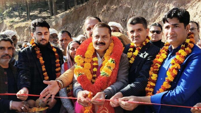 MLA Chenani -Ghordi Balwant Singh Mankotia launching development projects in his constituency on Thursday.