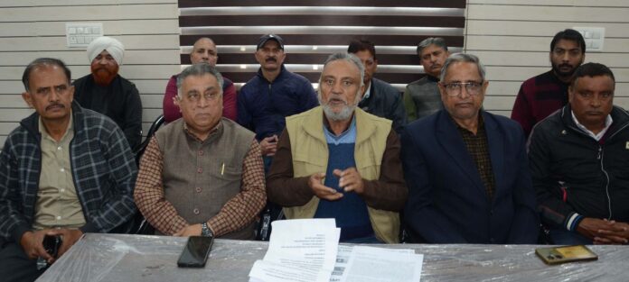 All J&K Shri Guru Ravidass Sabha members during press conference in Jammu.