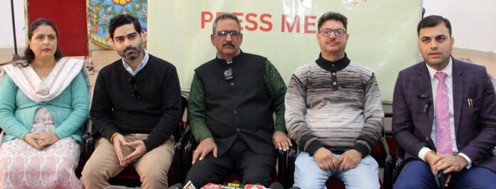 PK leaders at a press conference at Jammu on Thursday. -Excelsior/Rakesh