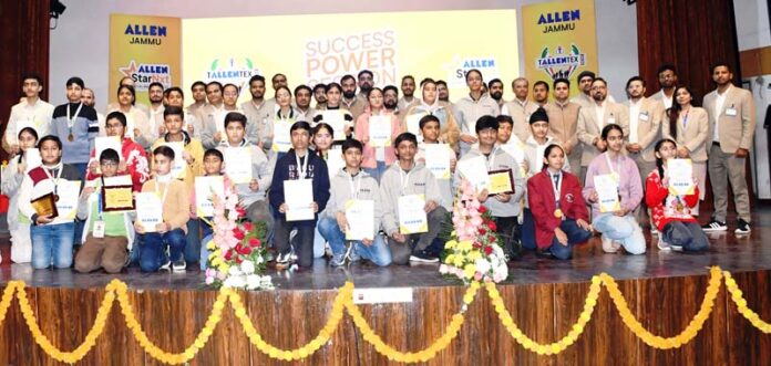 Kuldeep Sharma, Center Head of ALLEN posing along with the students in Jammu. Kuldeep Sharma, Center Head of ALLEN posing along with the students in Jammu.