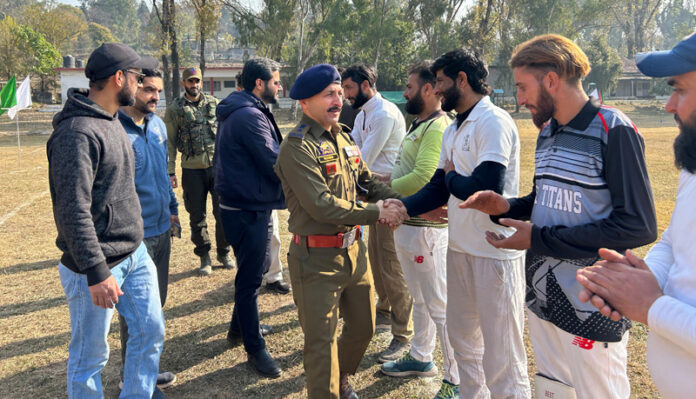 Dignitary interacting with players before start of match in Poonch.