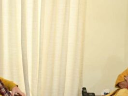 LoP Sunil Sharma during a meeting with LG Manoj Sinha at Jammu on Thursday.