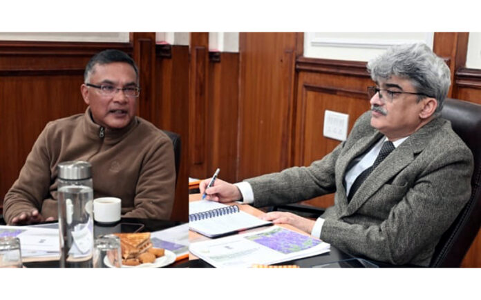 Chief Secy chairing a meeting at Jammu on Saturday.