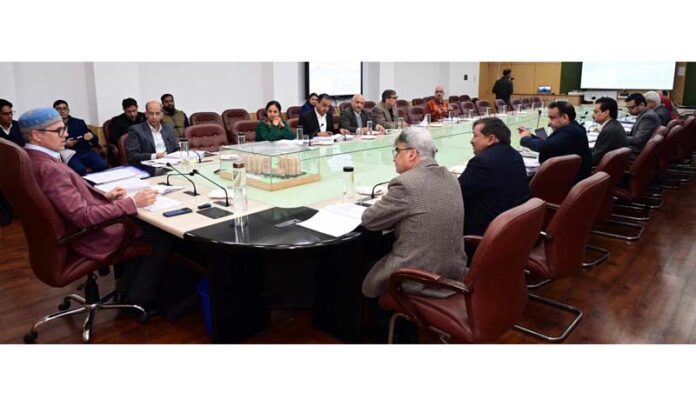 CM Omar Abdullah chairing a meeting at Jammu on Wednesday.