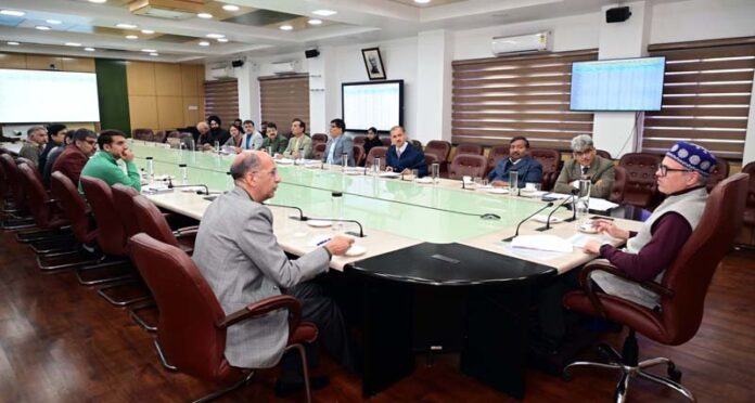 CM Omar Abdullah chairing a meeting at Jammu on Thursday. CM Omar Abdullah chairing a meeting at Jammu on Thursday.