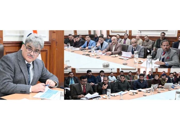 Chief Secretary Atal Dulloo chairing a meeting on Tuesday.