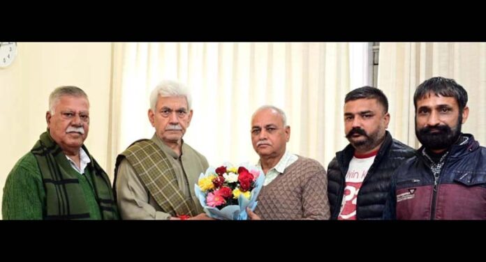 A delegation of residents of Villages Lalyal, Marh meeting Lieutenant Governor on Wednesday.