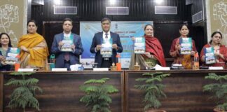 Guests releasing souvenir during inaugural of National Conference on SDGs & Human Rights at JU on Thursday. -Excelsior/Rakesh